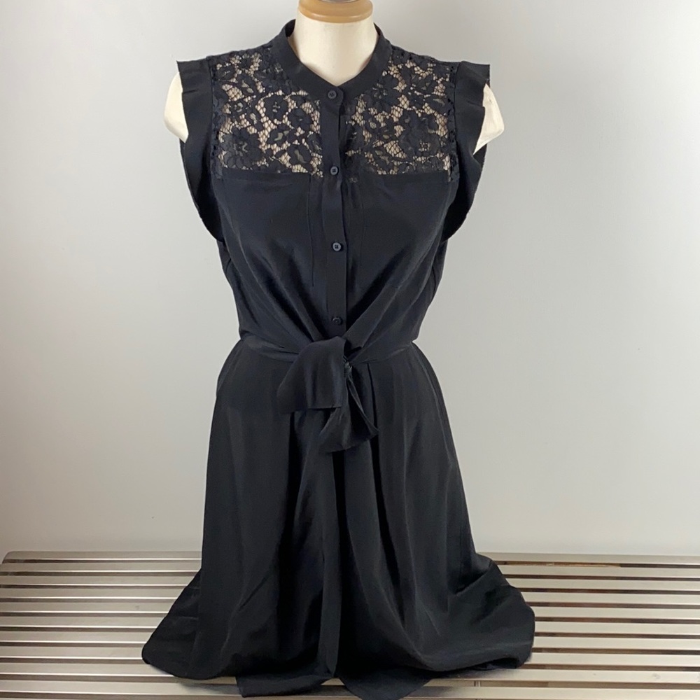 Rebecca Taylor Black Silk Lace Dress 4